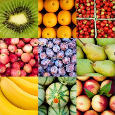 Κολλάζ φωτογραφιών φρούτων